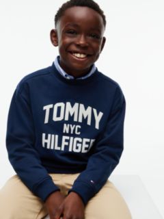 Logo Sueded Relaxed Crew Neck Sweatshirt — Blue 3