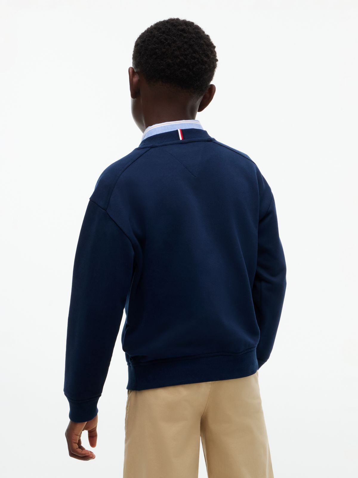 Logo Sueded Relaxed Crew Neck Sweatshirt — Blue