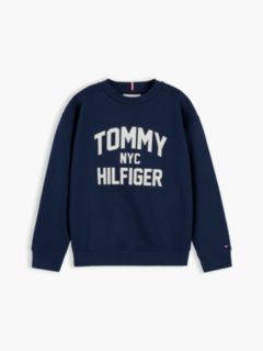 Logo Sueded Relaxed Crew Neck Sweatshirt — Blue 5