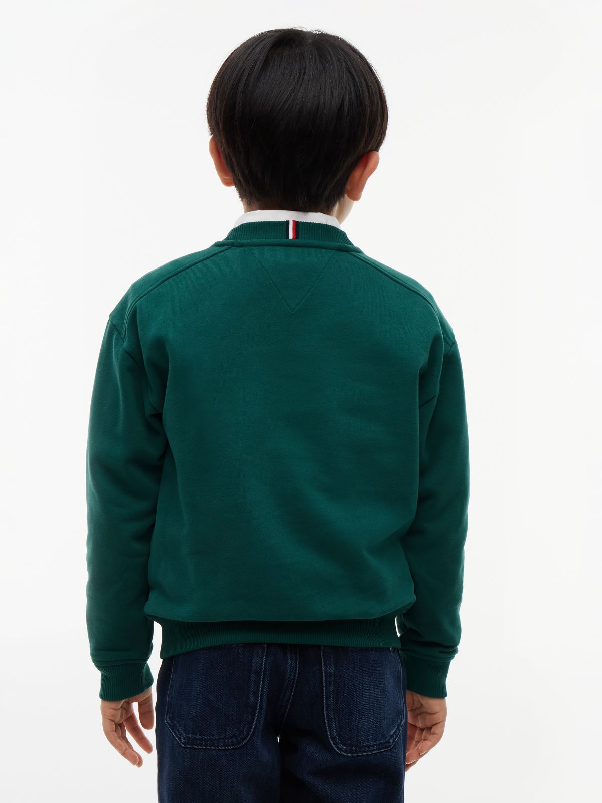 Logo Sueded Relaxed Crew Neck Sweatshirt — Green