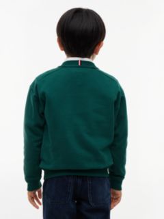 Logo Sueded Relaxed Crew Neck Sweatshirt — Green 4