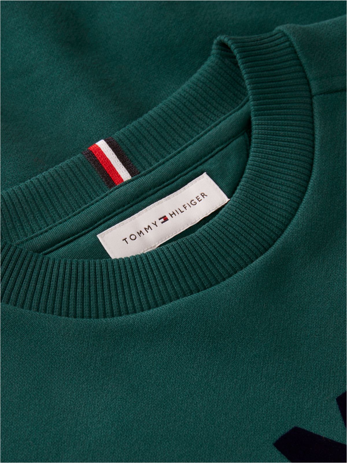 Logo Sueded Relaxed Crew Neck Sweatshirt — Green
