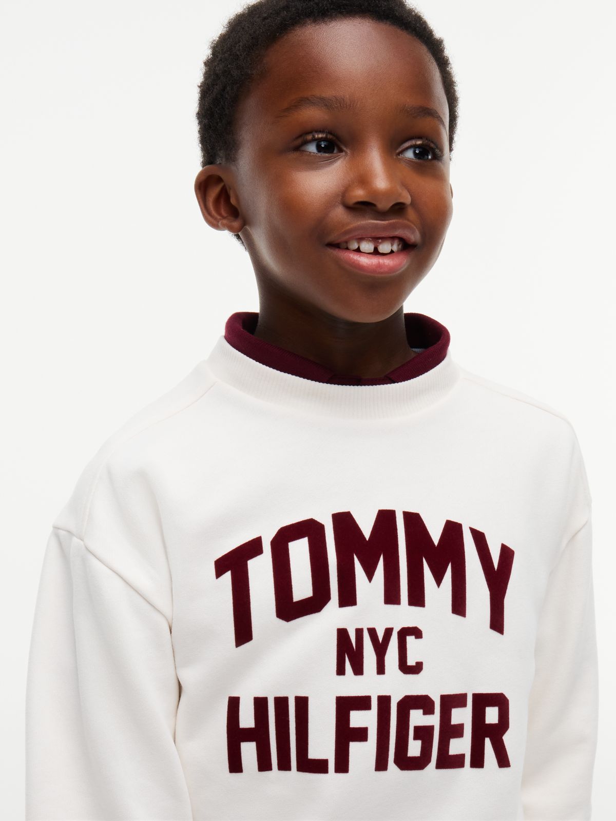 Logo Sueded Relaxed Crew Neck Sweatshirt — White