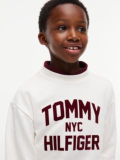 Logo Sueded Relaxed Crew Neck Sweatshirt — White 3