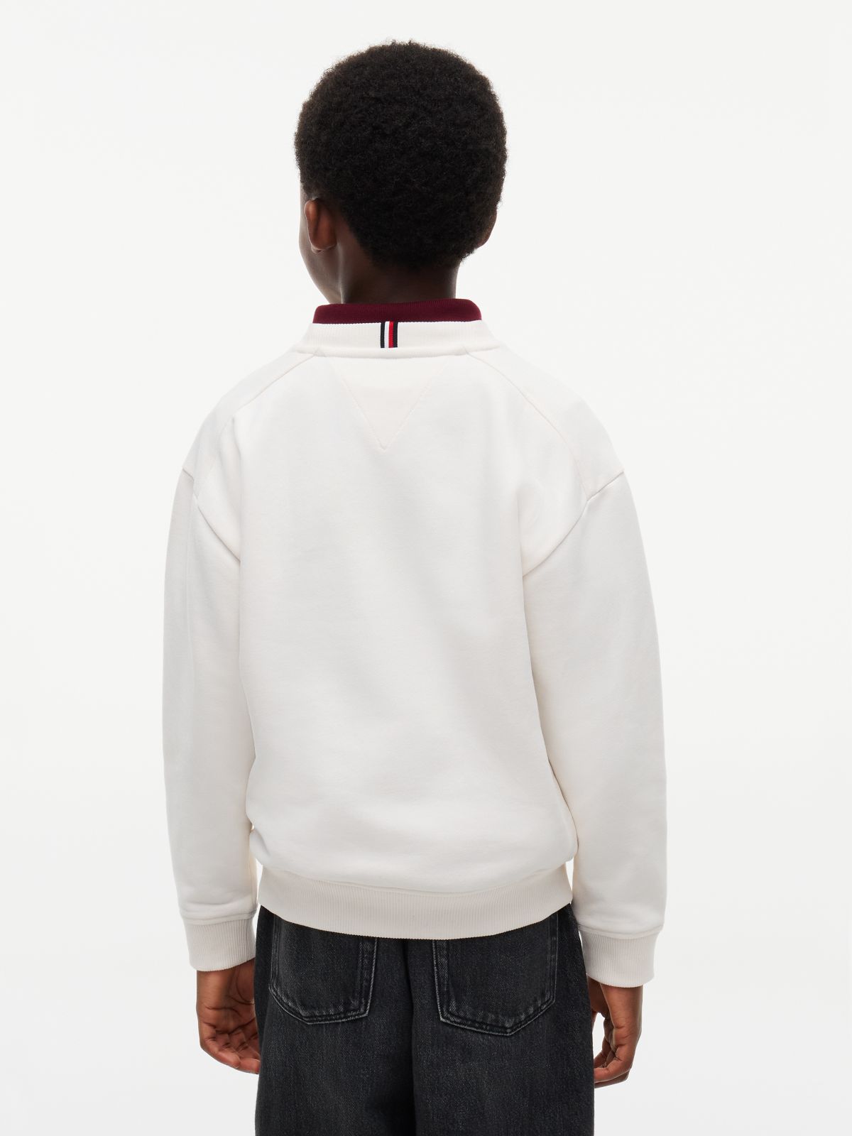 Logo Sueded Relaxed Crew Neck Sweatshirt — White