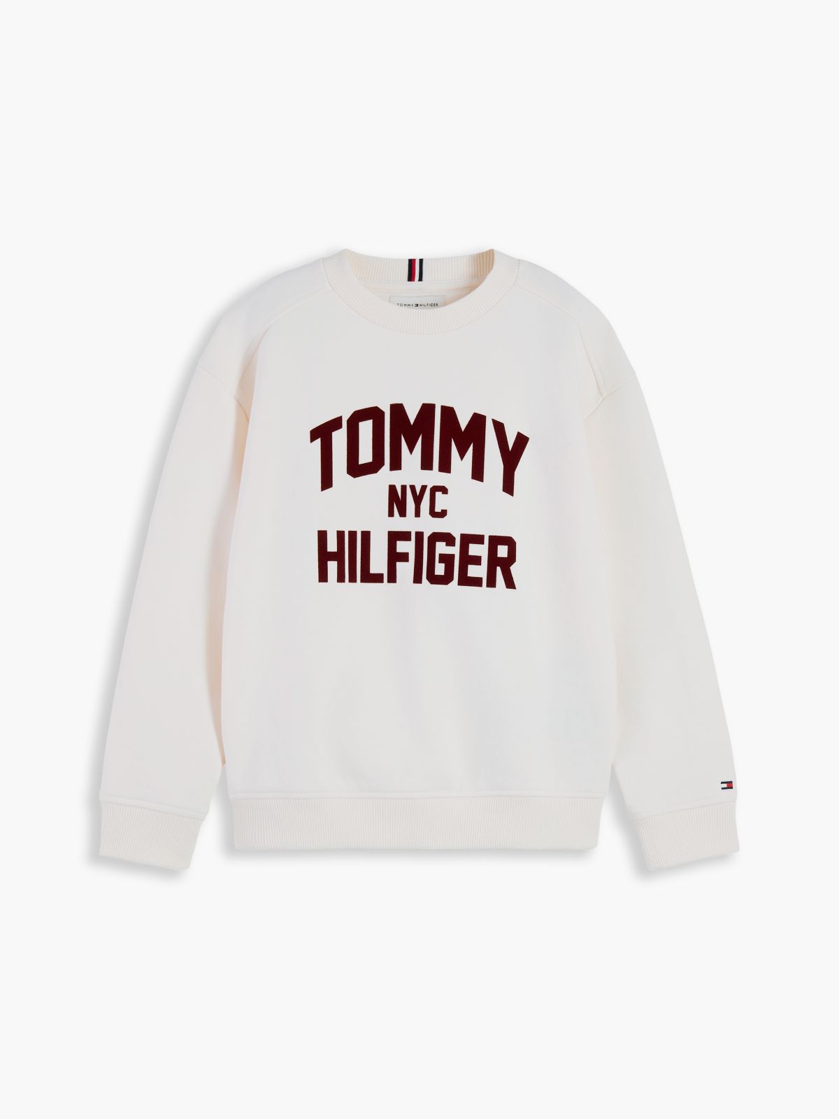 Logo Sueded Relaxed Crew Neck Sweatshirt — White