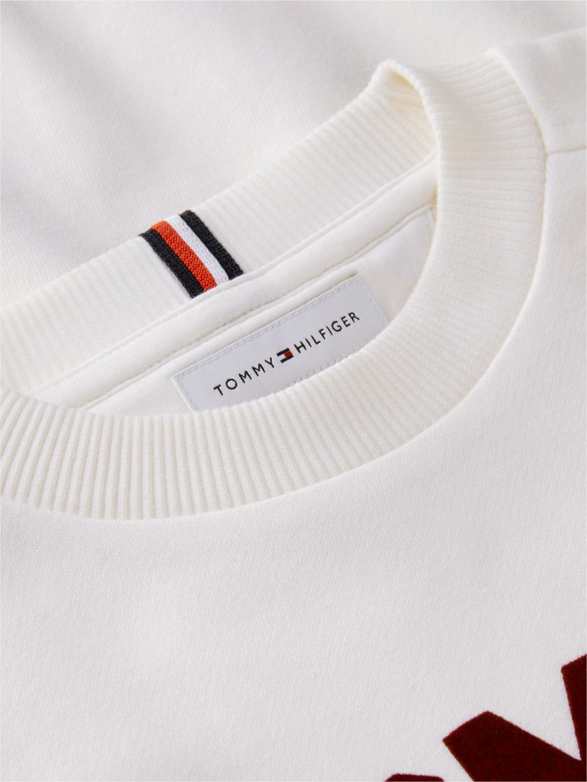 Logo Sueded Relaxed Crew Neck Sweatshirt — White