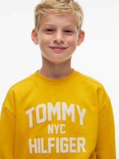 Logo Sueded Relaxed Crew Neck Sweatshirt — Yellow 3
