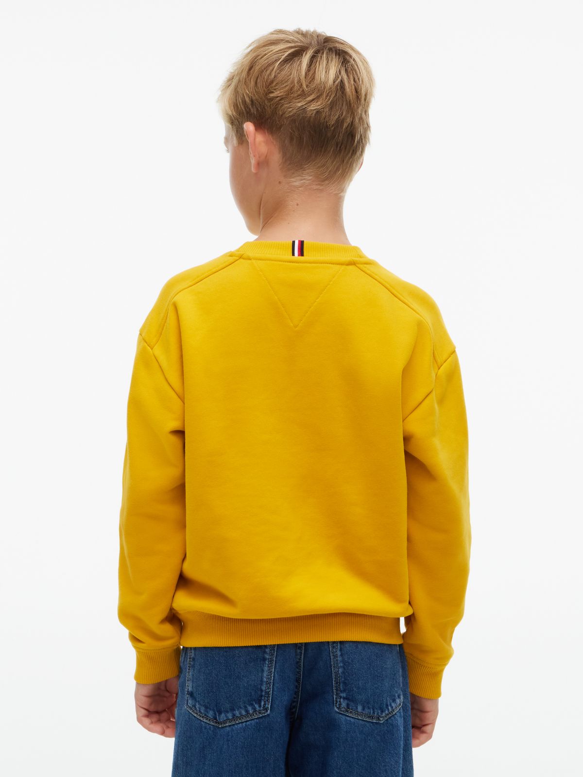 Logo Sueded Relaxed Crew Neck Sweatshirt — Yellow