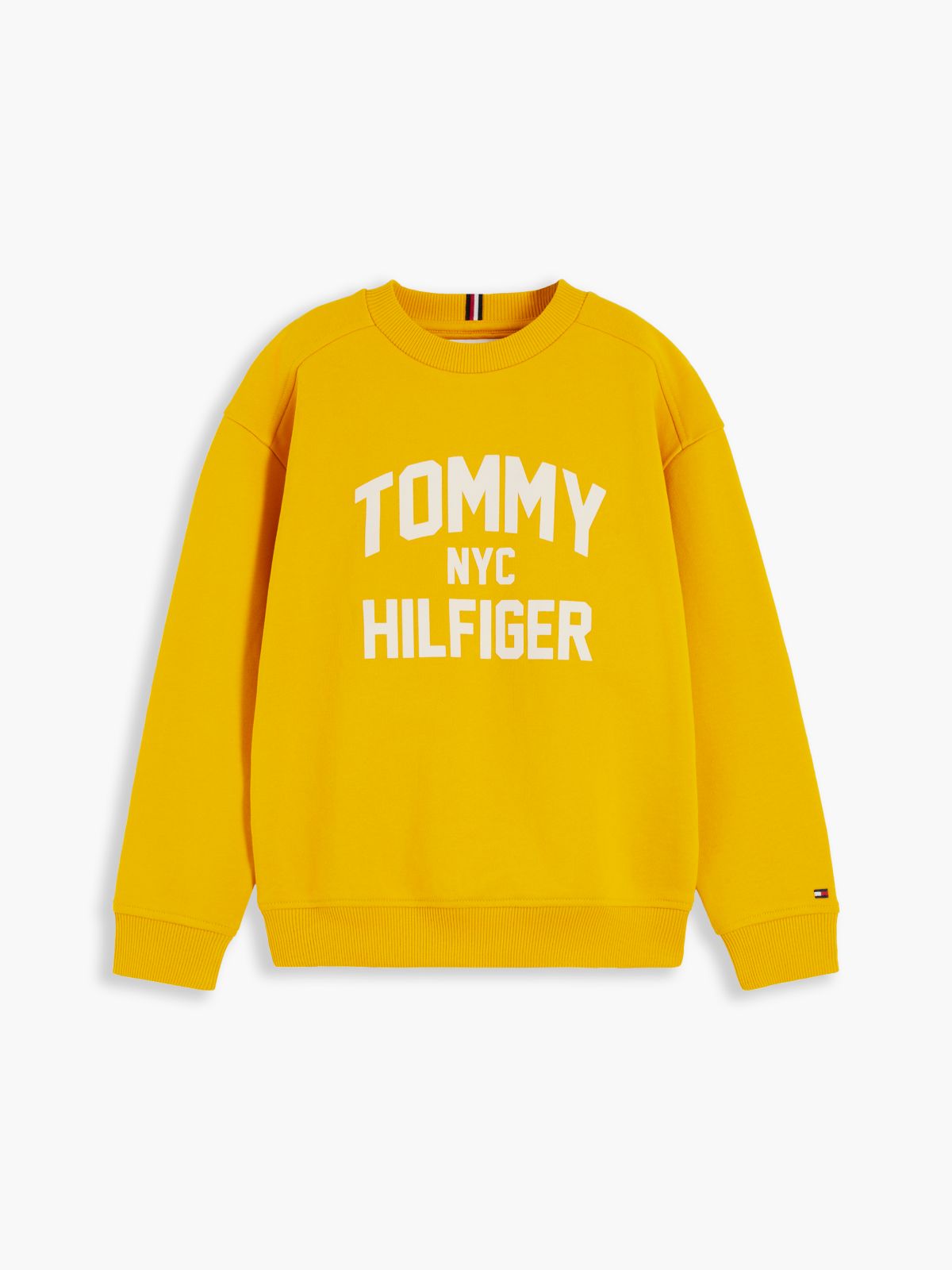 Logo Sueded Relaxed Crew Neck Sweatshirt — Yellow