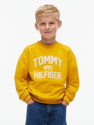yellow logo sueded crew neck sweatshirt for boys tommy hilfiger