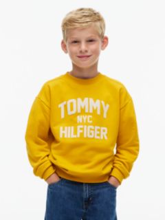 Logo Sueded Relaxed Crew Neck Sweatshirt — Yellow 1