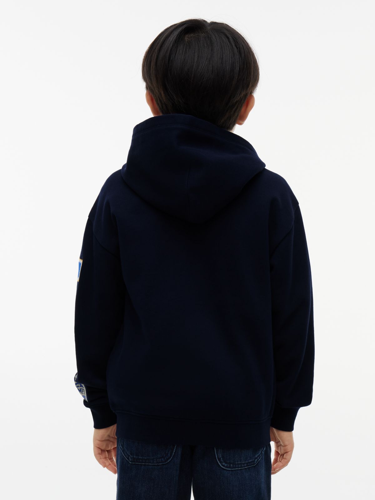 Varsity Logo Appliqué Relaxed Zip-Thru Hoody — Blue