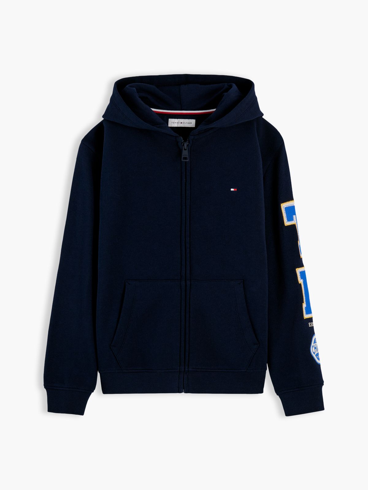 Varsity Logo Appliqué Relaxed Zip-Thru Hoody — Blue
