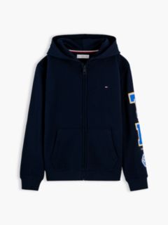 Varsity Logo Appliqué Relaxed Zip-Thru Hoody — Blue 5