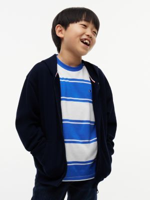blue varsity logo appliqué zip-thru hoody for boys tommy hilfiger