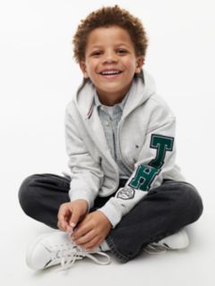 Varsity Logo Appliqué Relaxed Zip-Thru Hoody — Grey 3