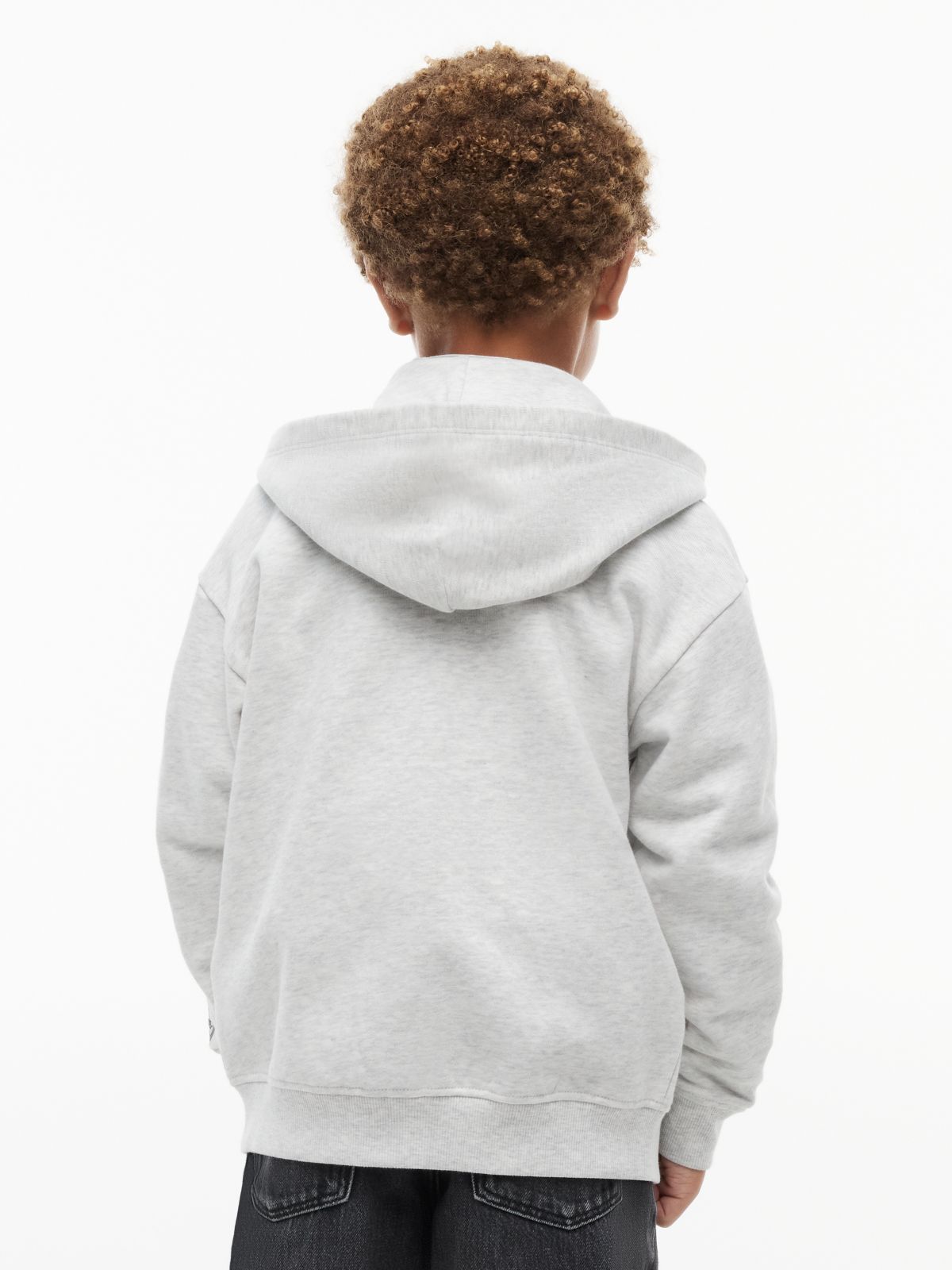 Varsity Logo Appliqué Relaxed Zip-Thru Hoody — Grey