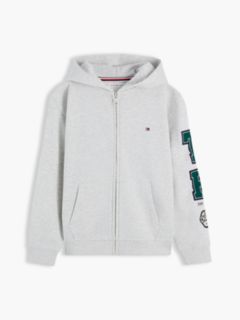 Varsity Logo Appliqué Relaxed Zip-Thru Hoody — Grey 5