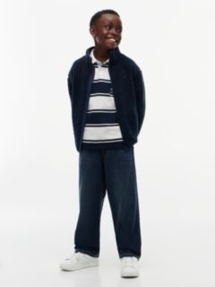 Back Flag Relaxed Zip-Thru Fleece Sweatshirt — Blue 2