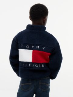 Back Flag Relaxed Zip-Thru Fleece Sweatshirt — Blue 5