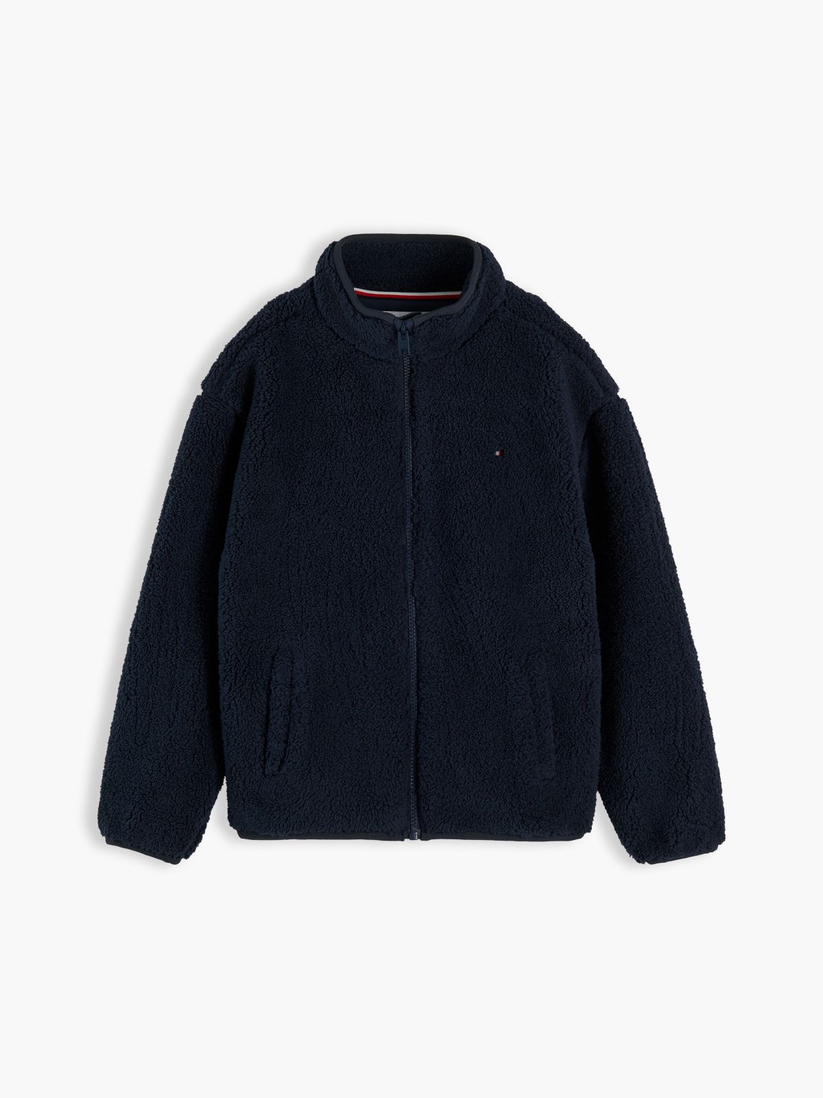 Back Flag Relaxed Zip-Thru Fleece Sweatshirt — Blue