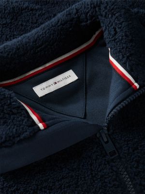 sweat zippé en polaire à drapeau noir bleu pour garçons tommy hilfiger