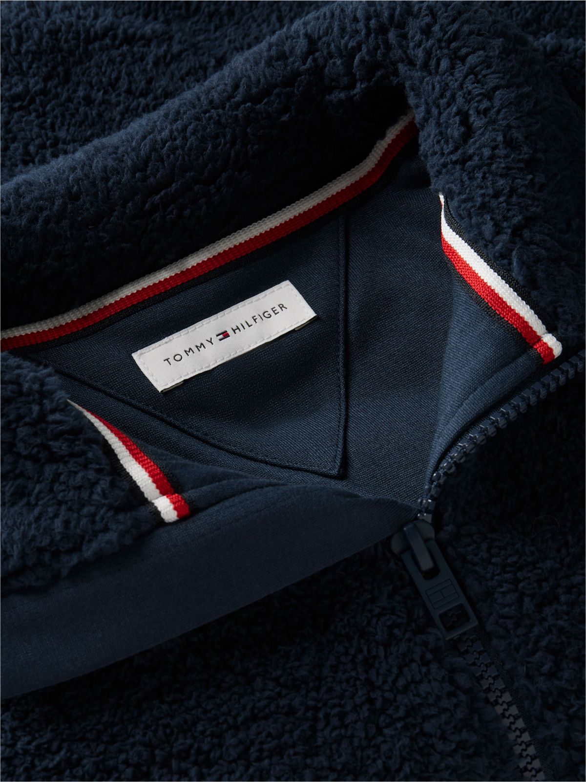 Back Flag Relaxed Zip-Thru Fleece Sweatshirt — Blue