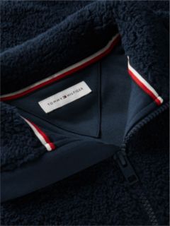 Back Flag Relaxed Zip-Thru Fleece Sweatshirt — Blue 7