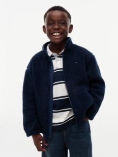Back Flag Relaxed Zip-Thru Fleece Sweatshirt — Blue 1