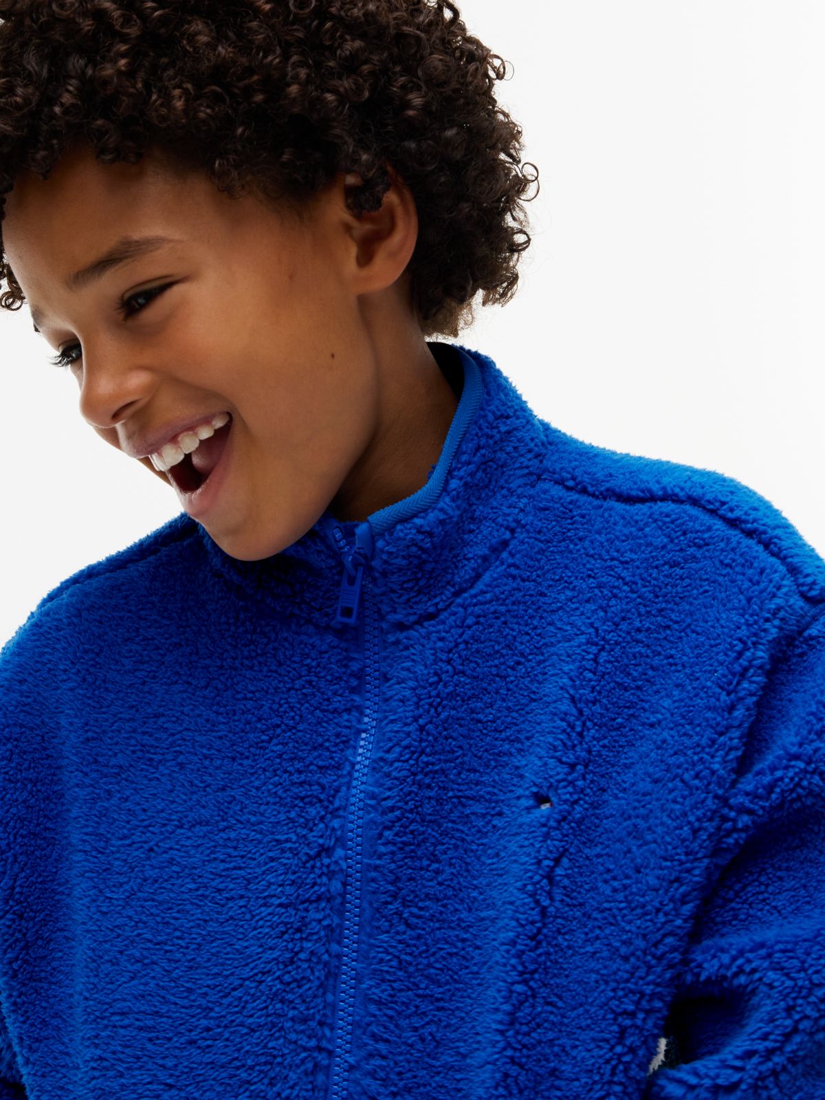 Back Flag Relaxed Zip-Thru Fleece Sweatshirt — Blue