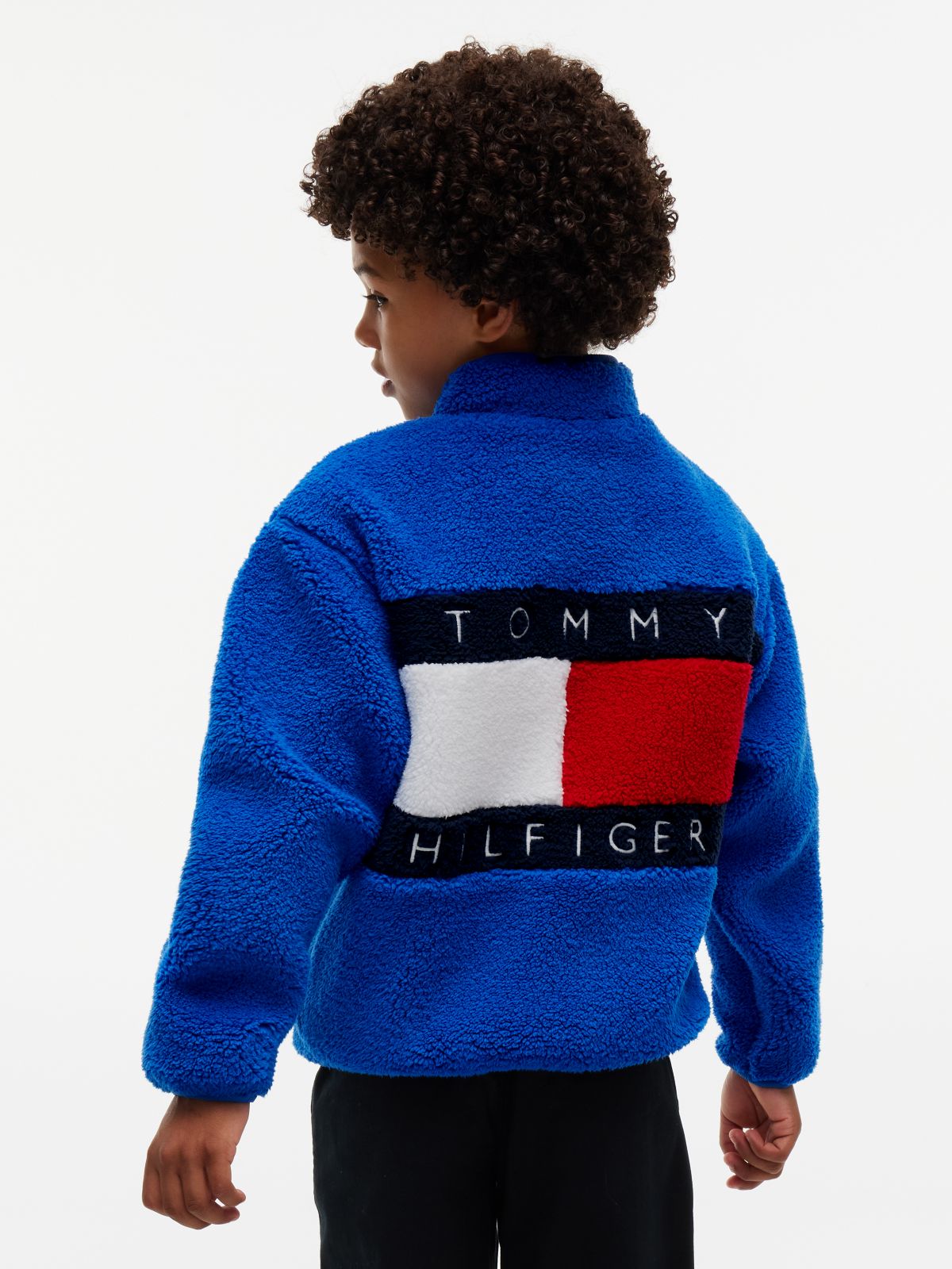 Back Flag Relaxed Zip-Thru Fleece Sweatshirt — Blue