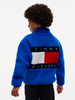 Back Flag Relaxed Zip-Thru Fleece Sweatshirt — Blue 4
