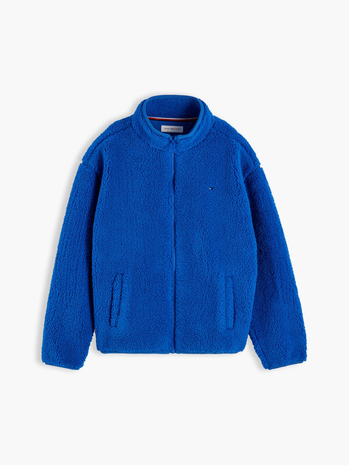 Back Flag Relaxed Zip-Thru Fleece Sweatshirt — Blue