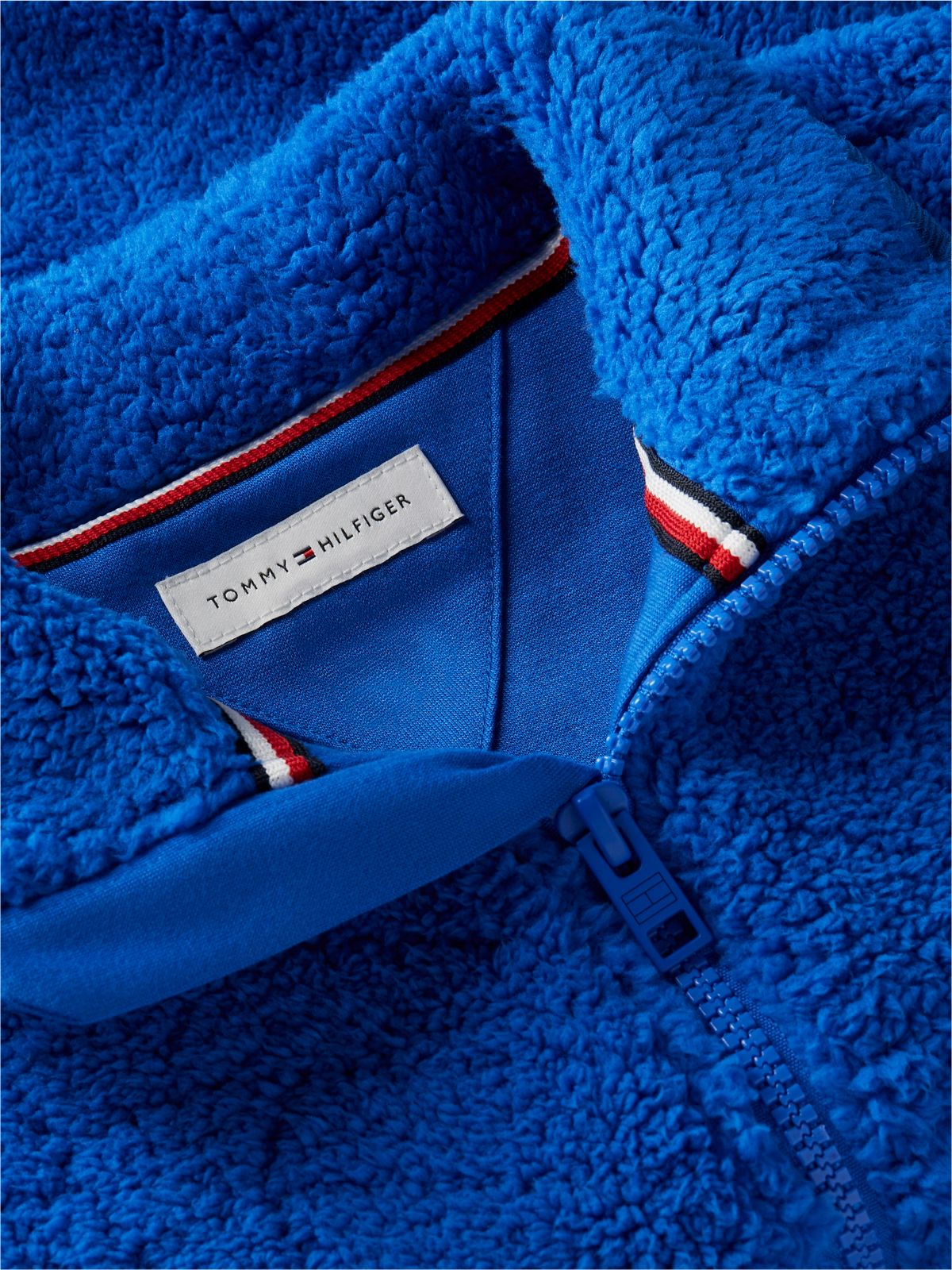 Back Flag Relaxed Zip-Thru Fleece Sweatshirt — Blue