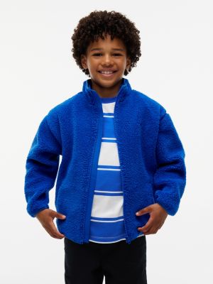 blue back flag polar fleece zip-thru sweatshirt for boys tommy hilfiger