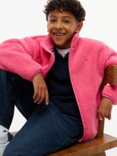 Back Flag Relaxed Zip-Thru Fleece Sweatshirt — Pink 3