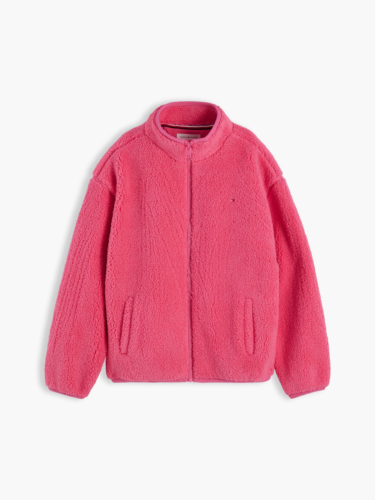 Back Flag Relaxed Zip-Thru Fleece Sweatshirt — Pink