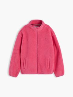 Back Flag Relaxed Zip-Thru Fleece Sweatshirt — Pink 5