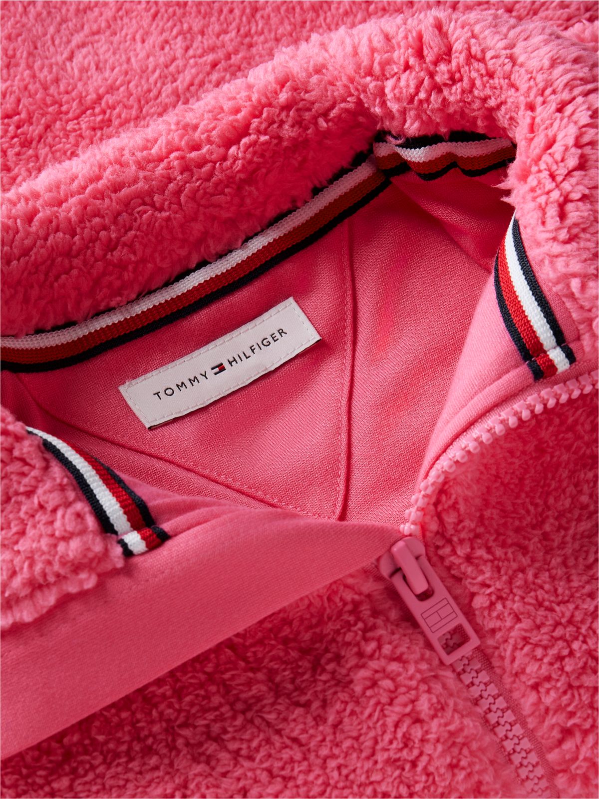 Back Flag Relaxed Zip-Thru Fleece Sweatshirt — Pink