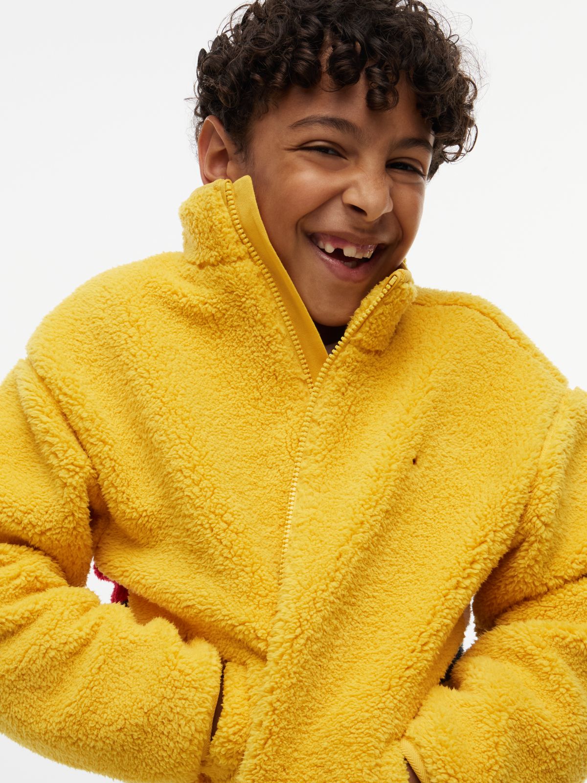 Back Flag Relaxed Zip-Thru Fleece Sweatshirt — Yellow