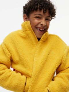Back Flag Relaxed Zip-Thru Fleece Sweatshirt — Yellow 3
