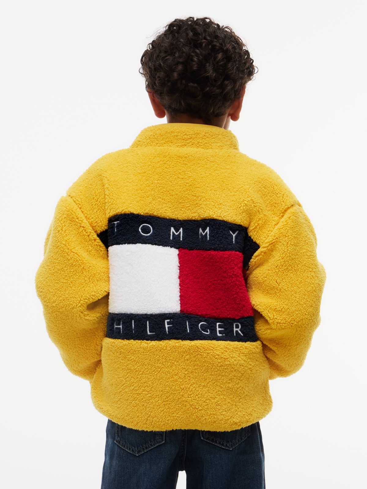 Back Flag Relaxed Zip-Thru Fleece Sweatshirt — Yellow