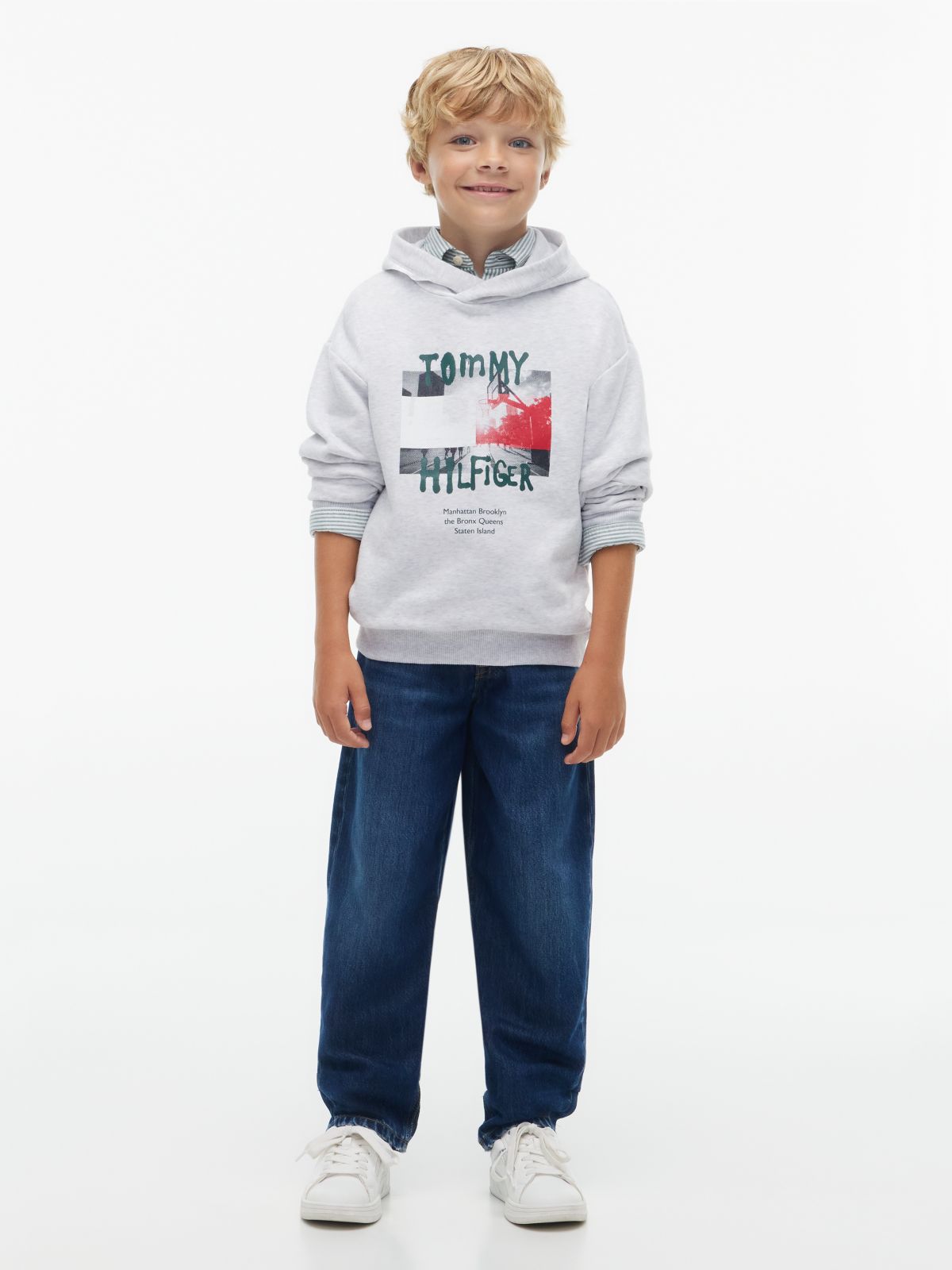 Graffiti Logo Graphic Relaxed Fleece Hoody — Grey