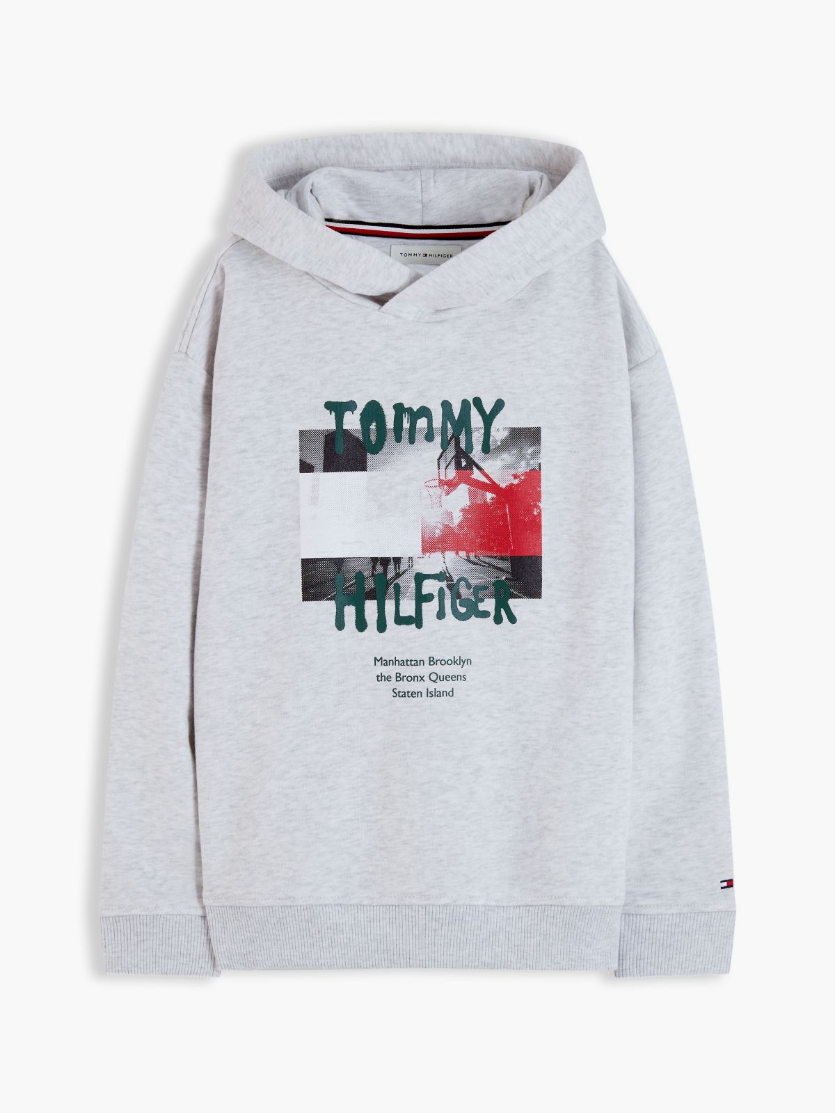 Graffiti Logo Graphic Relaxed Fleece Hoody — Grey