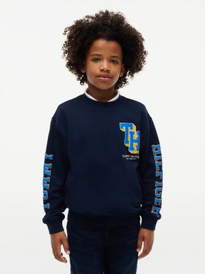 blue varsity logo sweatshirt for boys tommy hilfiger