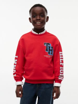 red varsity logo sweatshirt for boys tommy hilfiger