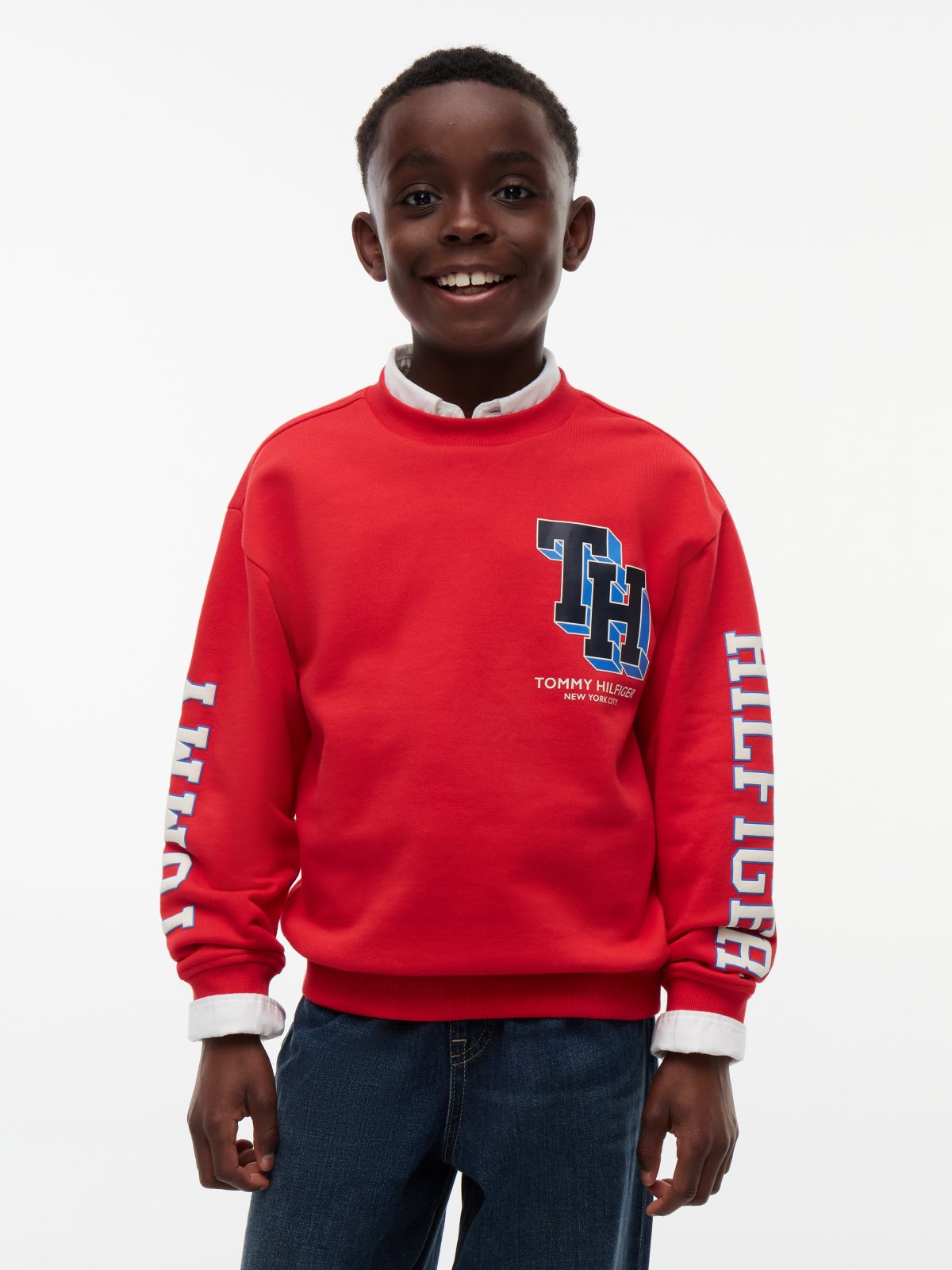 Varsity Logo Relaxed Sweatshirt — Red