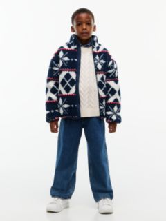 Fair Isle Relaxed Polar Fleece Jacket — White 2