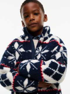 Fair Isle Relaxed Polar Fleece Jacket — White 3